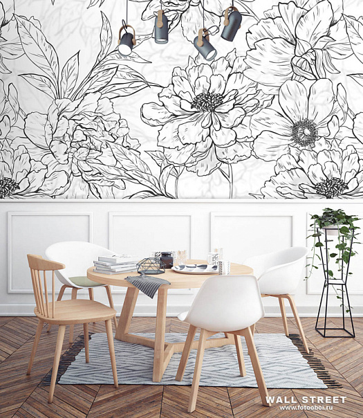 Фотообои в интерьере артикул Floreale 3, ЦВЕТОЧНЫЙ / FLOREALE, Wall street
