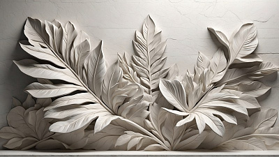 Панно AG-VL-007, Voluminous leaves, Design Studio 3D